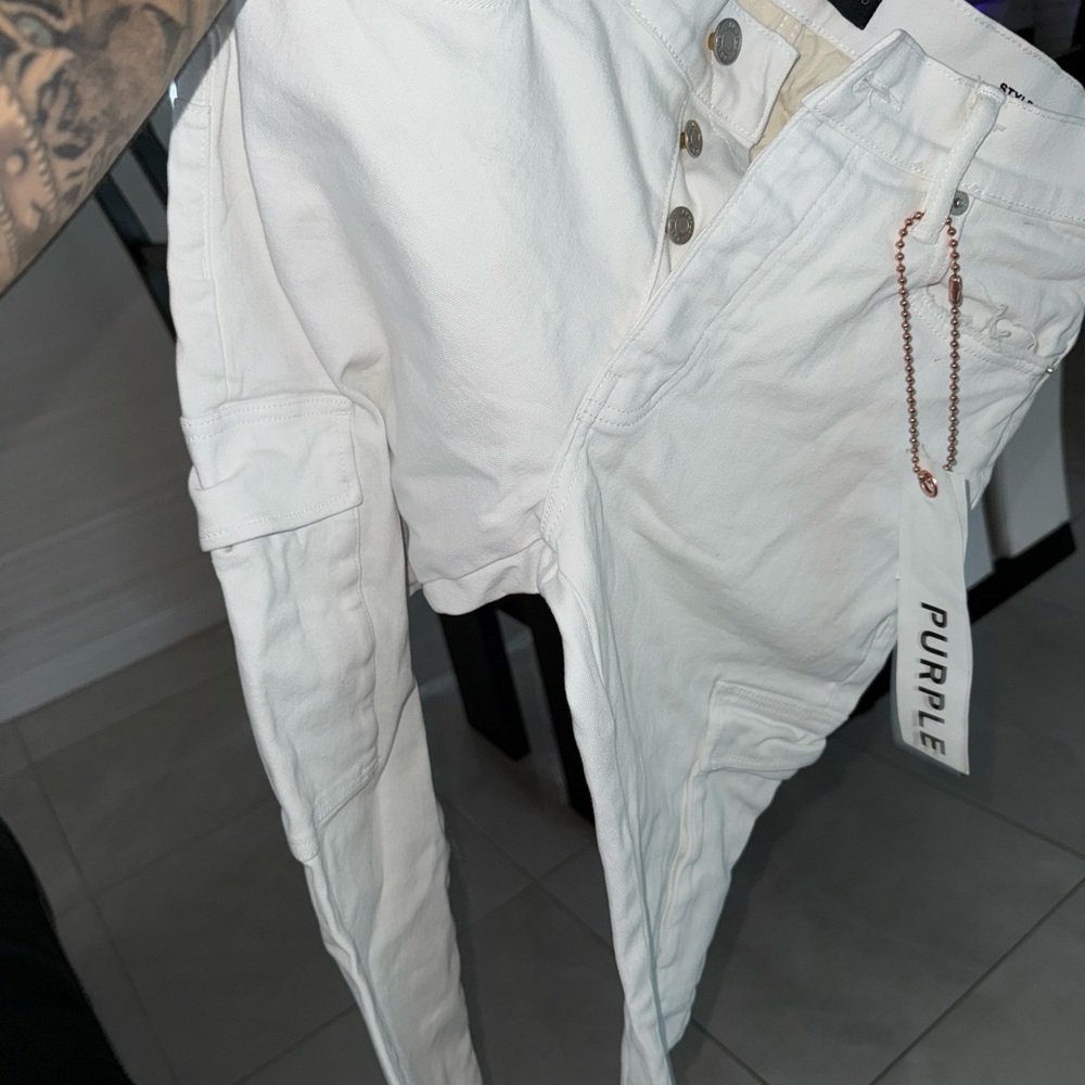 Purple Men's Skinny Jeans - White